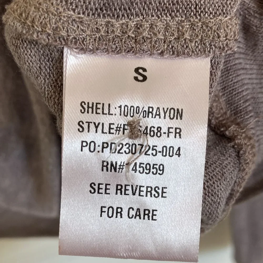 fab'rik Womens Pullover V Neck Long‎ Sleeve Taupe Shirt Size S Crop Boxy - Picture 7 of 10